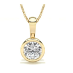 Bazel Yellow Gold Solitaire Diamond Pendant