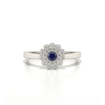 Round Blue Sapphire White Gold Promise Ring