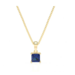 Princess Yellow Gold Blue Sapphire Pendant