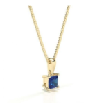 Princess Yellow Gold Blue Sapphire Pendant