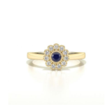 Round Blue Sapphire Yellow Gold Promise Ring