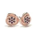 Flower Rose Gold Diamond & Ruby Stud Earring