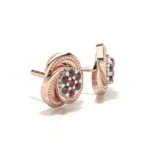 Flower Rose Gold Diamond & Ruby Stud Earring