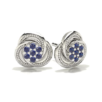 Flower White Gold Diamond & Sapphire Stud Earring