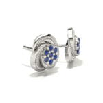 Flower White Gold Diamond & Sapphire Stud Earring