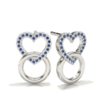 Heart White Gold Blue Sapphire Stud Earring