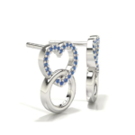 Heart White Gold Blue Sapphire Stud Earring