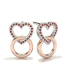 Heart Two Tone Gold Ruby Stud Earring