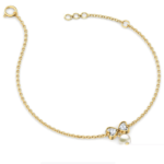 Heart Yellow Gold Pearl with Diamond Bracelet