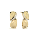 Leaf Yellow Gold Diamond Stud Earring