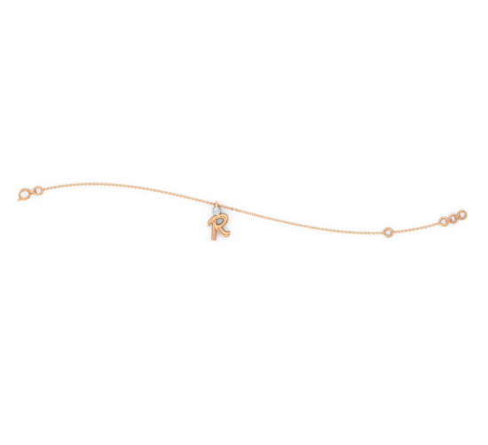 Letter R Rose Gold Diamond Bracelet