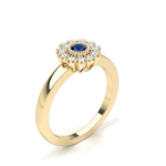 Round Blue Sapphire Yellow Gold Promise Ring