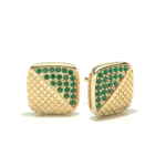 Square Yellow Gold Emerald Earring