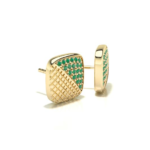 Square Yellow Gold Emerald Earring