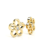 Flower Yellow Gold Diamond Stud Earring