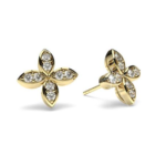 Leaf Yellow Gold Diamond Stud Earring