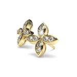 Leaf Yellow Gold Diamond Stud Earring