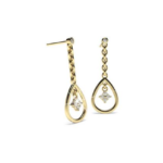 Long Pear Yellow Gold Diamond Earring