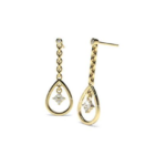 Long Pear Yellow Gold Diamond Earring