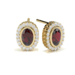 Ruby Yellow Gold Diamond Stud Earring