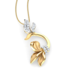 Flower Angle Yellow Gold 18k Diamond Pendant w/chain