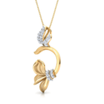 Flower Angle Yellow Gold 18k Diamond Pendant w/chain