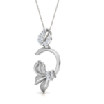 Flower Angle White Gold 18k Diamond Pendant w/chain