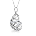 Heart & RopeWhite Gold 18k Diamond Pendant w/chain