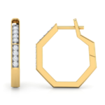 Hexagon 18k Yellow Gold Diamond Earring