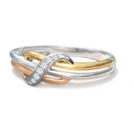 Infinity 18k Tri-color Gold Diamond Ring