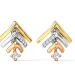 Linear Arrow Tri-color Gold Diamond Earring