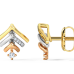 Linear Arrow Tri-color Gold Diamond Earring