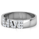 Live 18k White Gold Band Diamond Ring