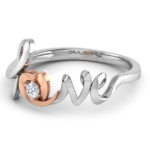 Love Italic 18k Two-tone Gold Diamond Ring