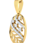 Nelly leaf Yellow Gold 18k Diamond Pendant w/chain