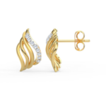 Pave Wave Stud 18k Yellow Gold Diamond Earring