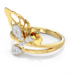 Pear & Butterfly 18k Yellow Gold Diamond Ring