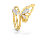 Pear & Butterfly 18k Yellow Gold Diamond Ring