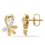 Ribbon Shape Gold Diamond Earring