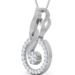 Round Cluster 18k White Gold Diamond Pendant w/chain