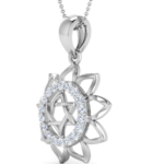 Star & Flower 18k White Gold Diamond Pendant w/chain