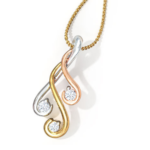 Musical Tri Color Gold 18k Diamond Pendant