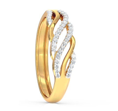 Wave Twist 18k Yellow Gold Diamond Ring