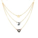 A930096 Tri-Color Gold Necklace 3 Layer design