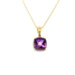 PAD000224001 Amethyst Yellow Gold 18k Diamond Pendant w/chain