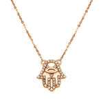 Fatima Hand Pendant with Diamonds in Rose Gold