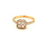 Square Shape Rose Gold 18K Diamond Ring