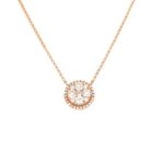 Round Rose Gold 18k Necklace with Continuous Diamond Pendant