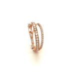 Triple Line Rose Gold 18K Diamond Ring R19820