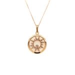 Sun & Rose Gold 18k Diamond Pendant with chain